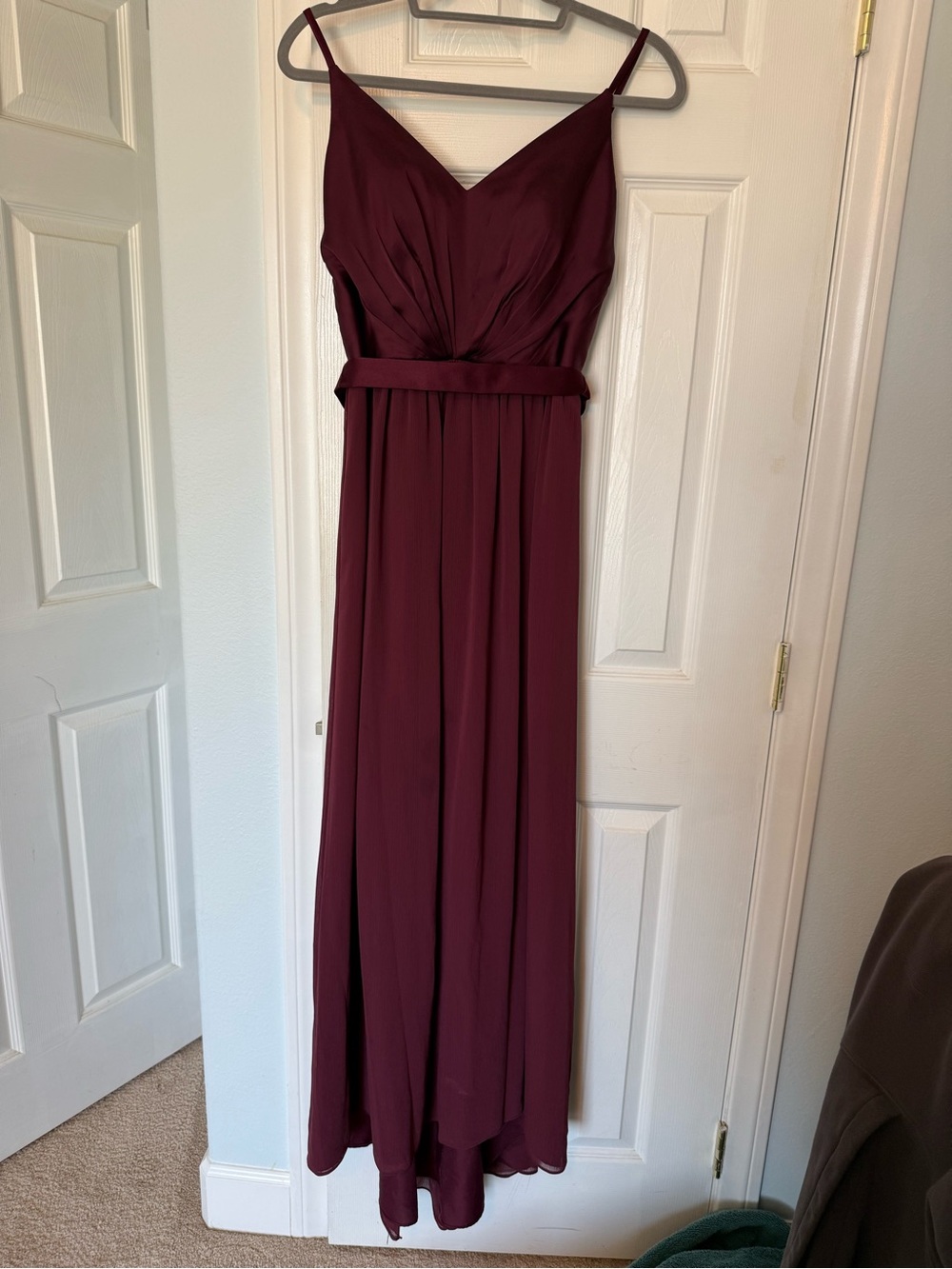 White by Vera Wang Burgundy V-Neck Spaghetti-Strap Maxi Dress